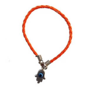 pulsera cuero mano de fatima trenza con ojo turco (amuleto mal de ojo) 1cm