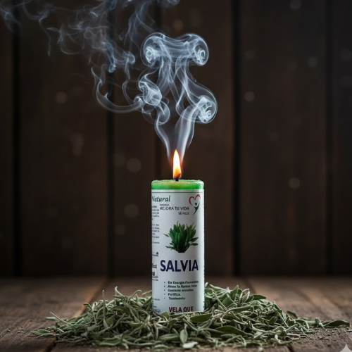 velÓn de salvia con hierbas y aceite