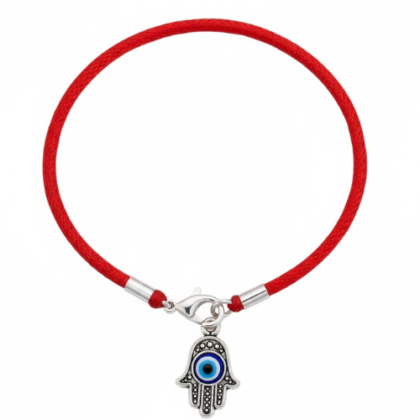 pulsera raso mano de fatima con ojo turco (1cm)