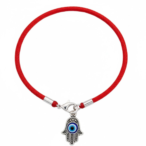 pulsera raso mano de fatima con ojo turco (1cm)