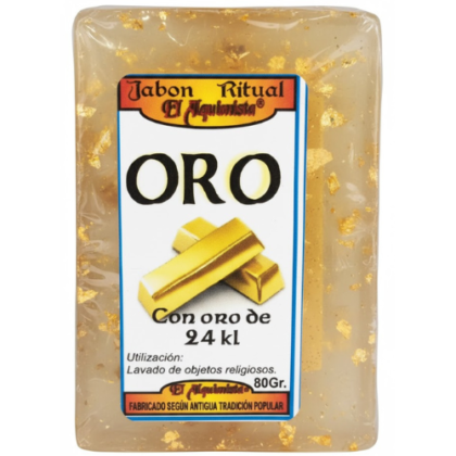 jabon oro con trozos de oro en su interior, hecho a mano 100g.