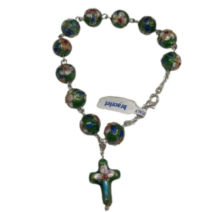 pulsera rosario flor verde, italiana