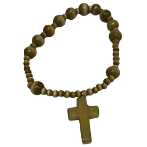 pulsera rosario elastica marron, italianas