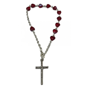 pulsera rosario corazón roja