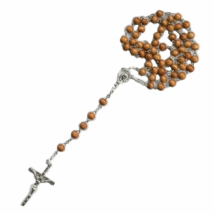 rosario de madera y metal ( colores surtidos)