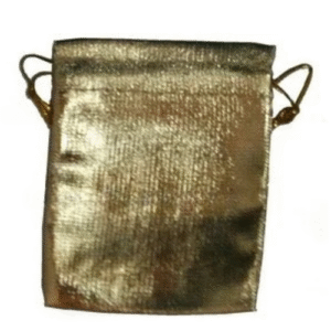 bolsa para guardar amuletos dorada 9 cm x 12 cm