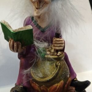 BRUJA con libro 15 cm alto, en resina (modelos varios se envían surtidas)