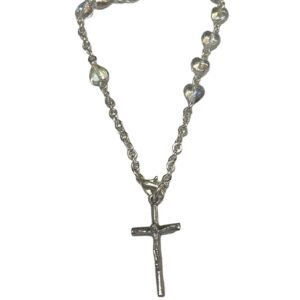 Pulsera Rosario corazón transparente