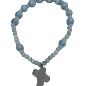 Pulsera Rosario Elastica azul claro (celeste), italianas