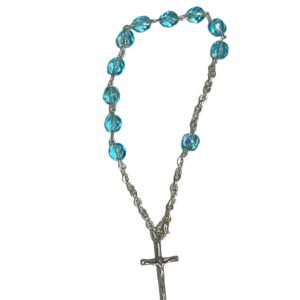 Pulsera Rosario esfera azul claro (celeste)