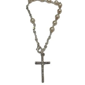 Pulsera Rosario esfera beige