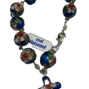 Pulsera Rosario flor azul, italiana