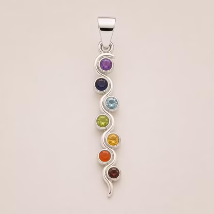 Colgante devocional Indio - Baño de plata (Cordón de 45 cm) - Chakra de la serpiente