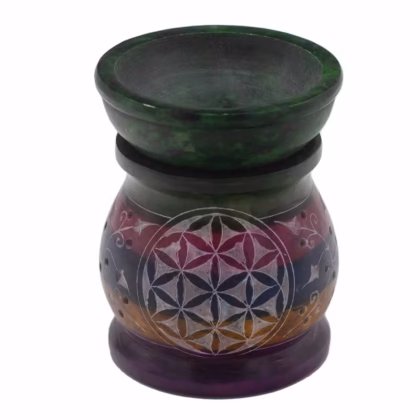 Quemador de Aceite de Esteatita 10cm - Flor de la Vida - Cinco Colores
