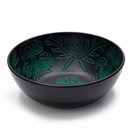 Cuenco tibetano de aluminio - hongo mágico - verde (20cm)