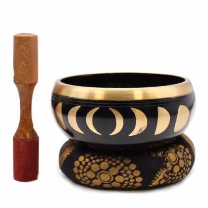 Set de Cuenco Tibetano Grande - Fase Lunar - Negro 14 cm