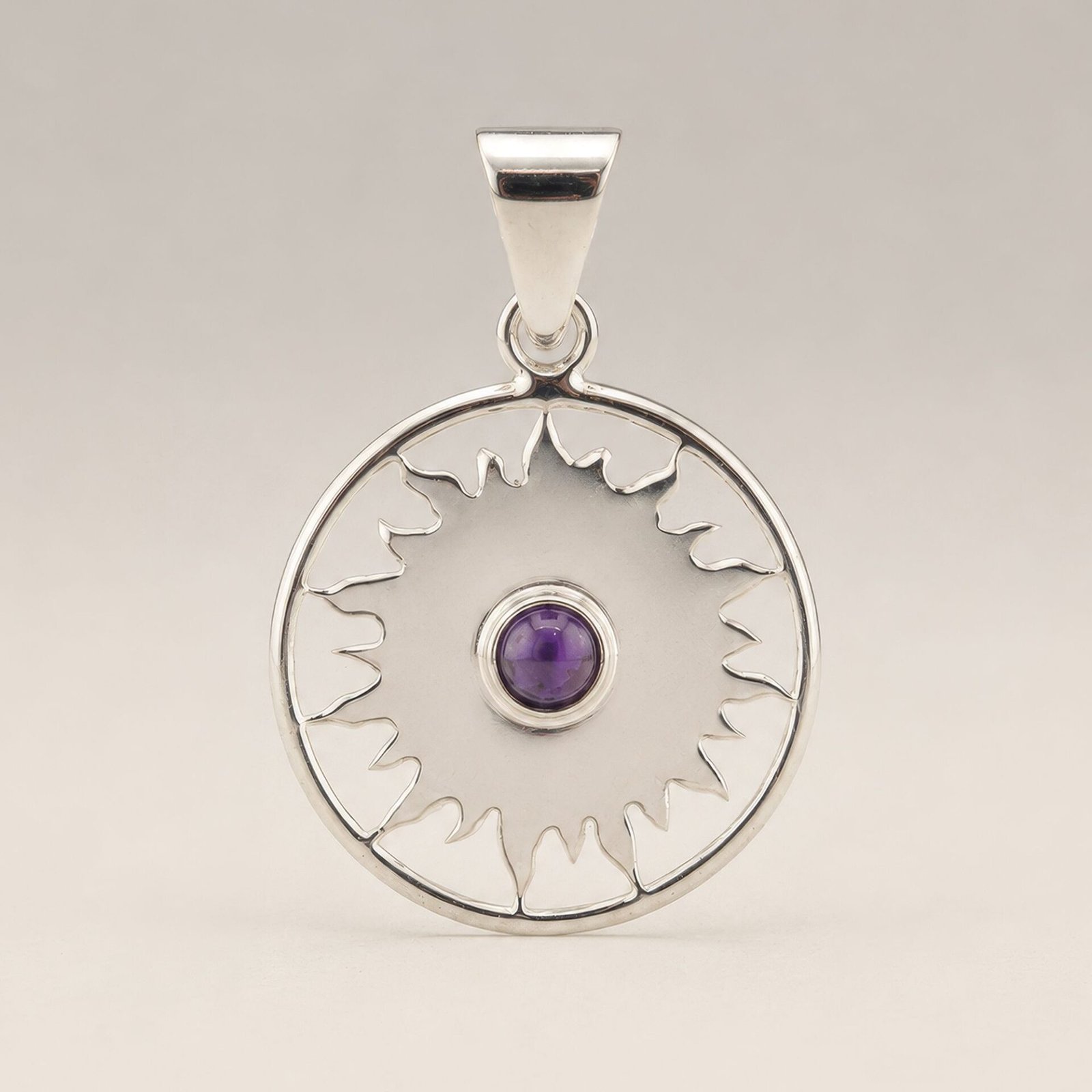 Colgante devocional de la India - plateado (cordón de 45 cm) - Amatista de adoración al sol - Imagen 4