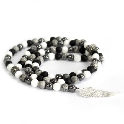 Collar de piedras preciosas - Ala de ángel / ágata gris