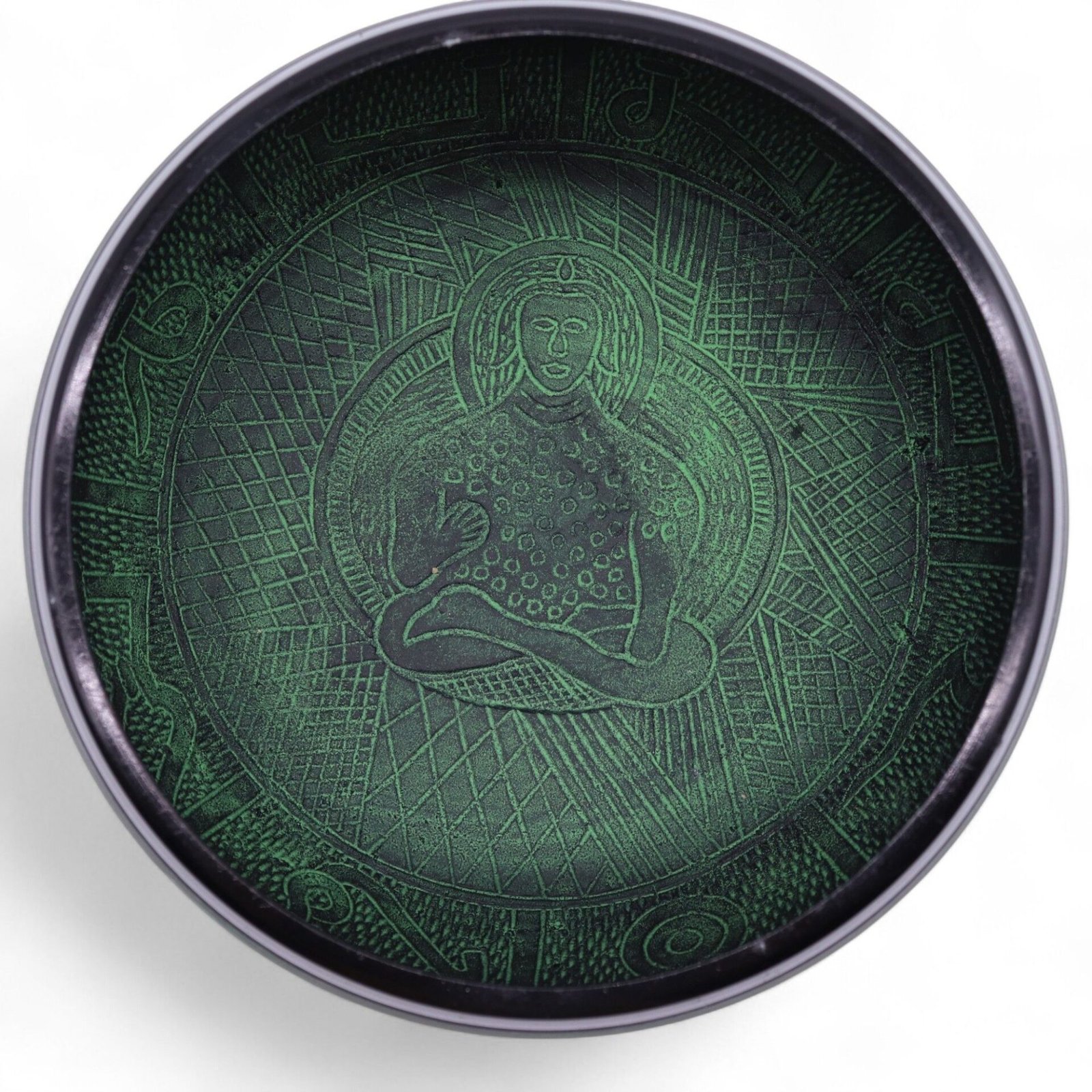 Cuenco tibetano de canto con forma de hongo - Verde musgo (23x10,5 cm, 1,3 kg) - Imagen 5