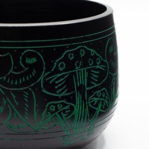 Cuenco tibetano de caldero - Hongo mágico - Verde (15cm)