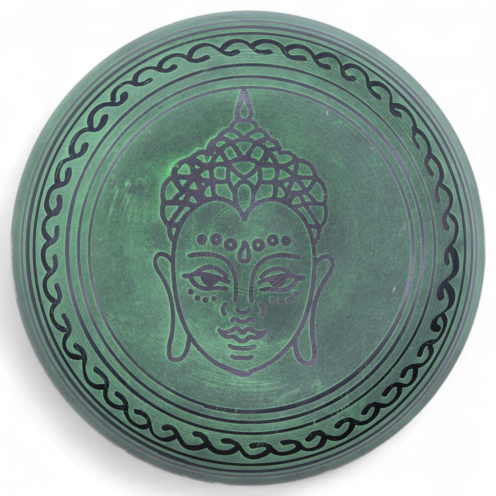 Cuenco tibetano de canto con forma de hongo - Verde musgo (23x10,5 cm, 1,3 kg) - Imagen 4
