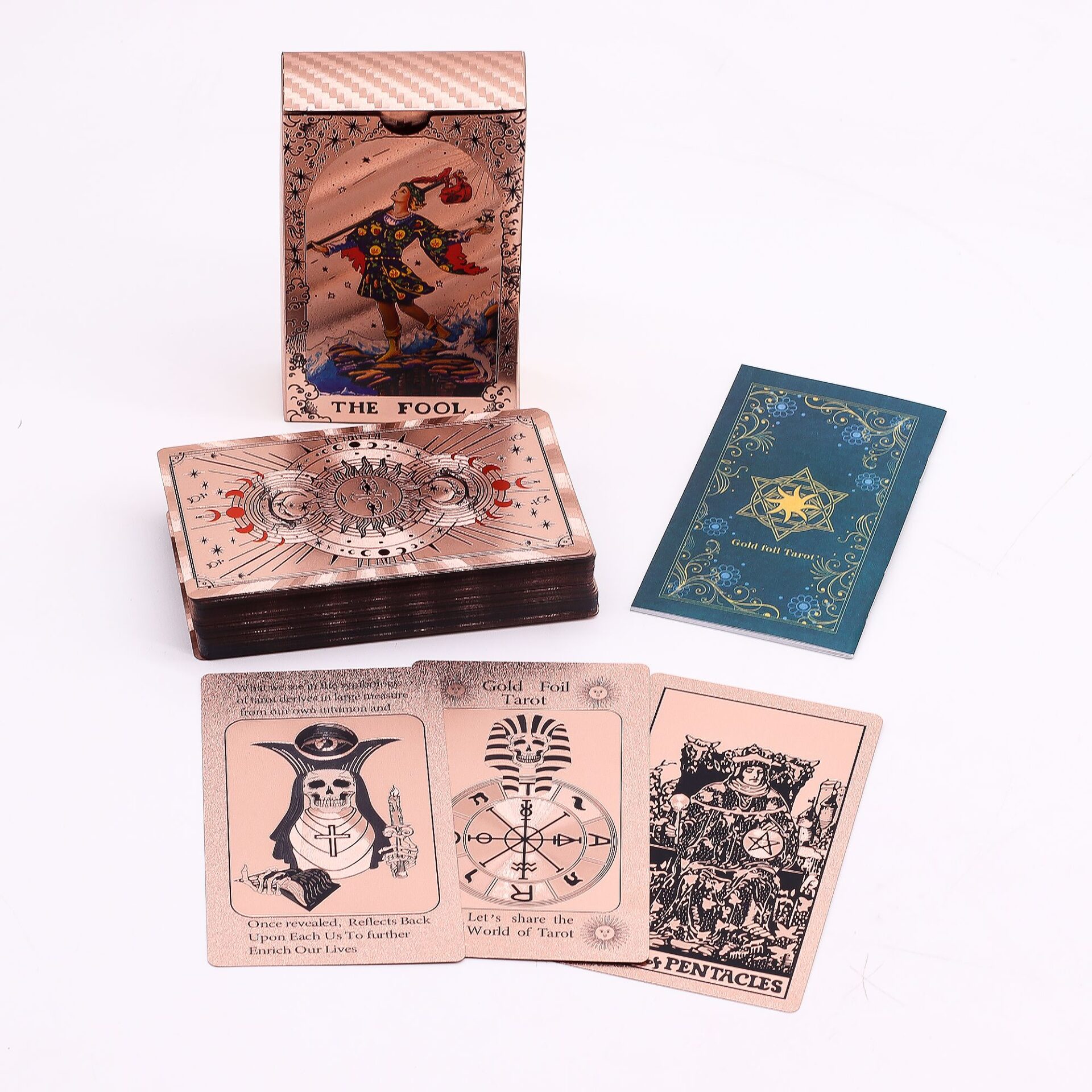 Cartas de Tarot con foil en oro rosa - Fase lunar - con folleto - Imagen 3