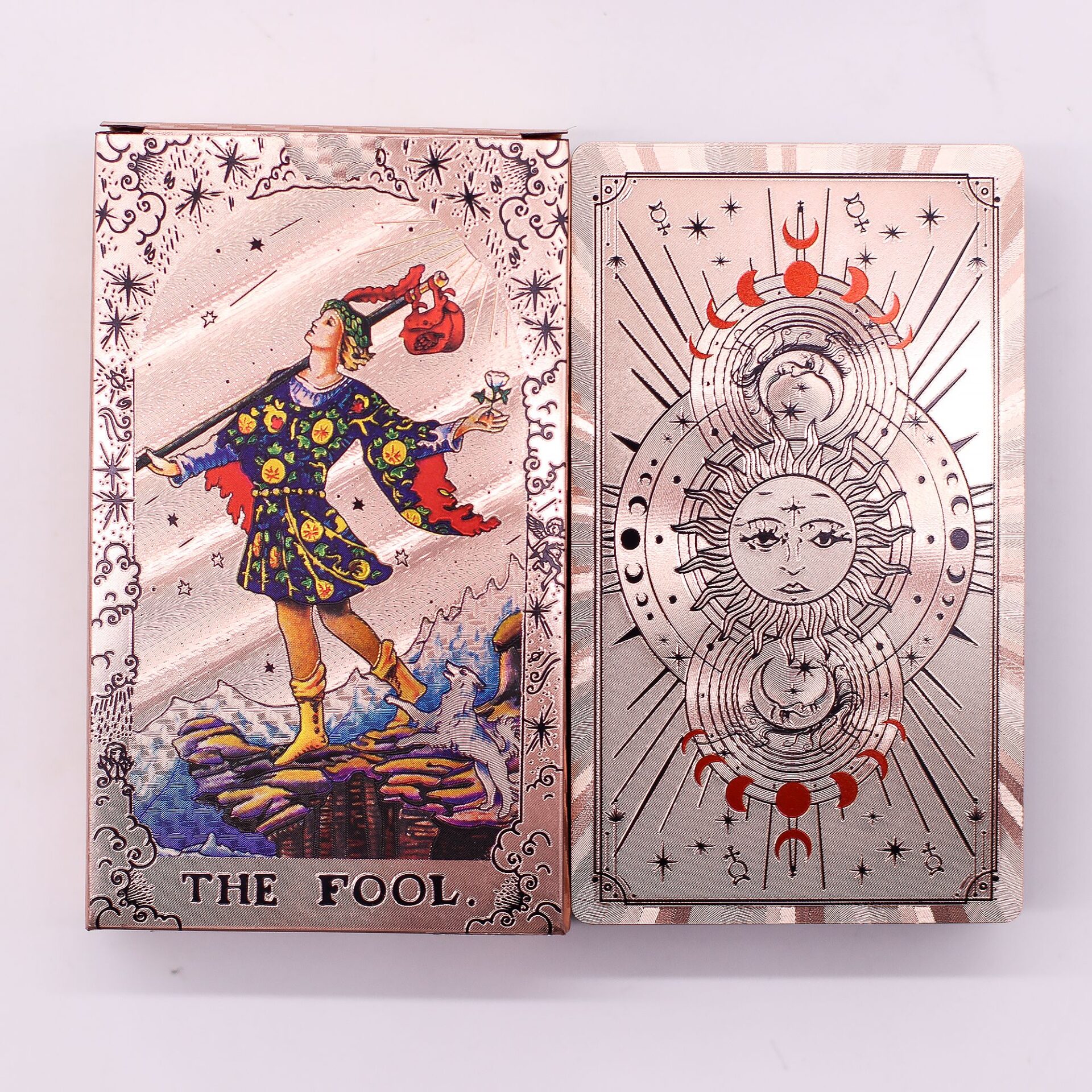 Cartas de Tarot con foil en oro rosa - Fase lunar - con folleto - Imagen 4
