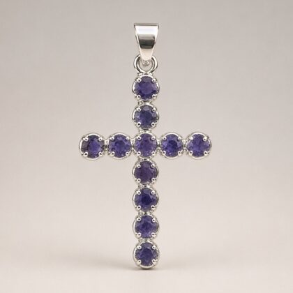 Colgante devocional de la India - Plateado con baño de plata (cadena de 45 cm) - Crucifijo Ionite