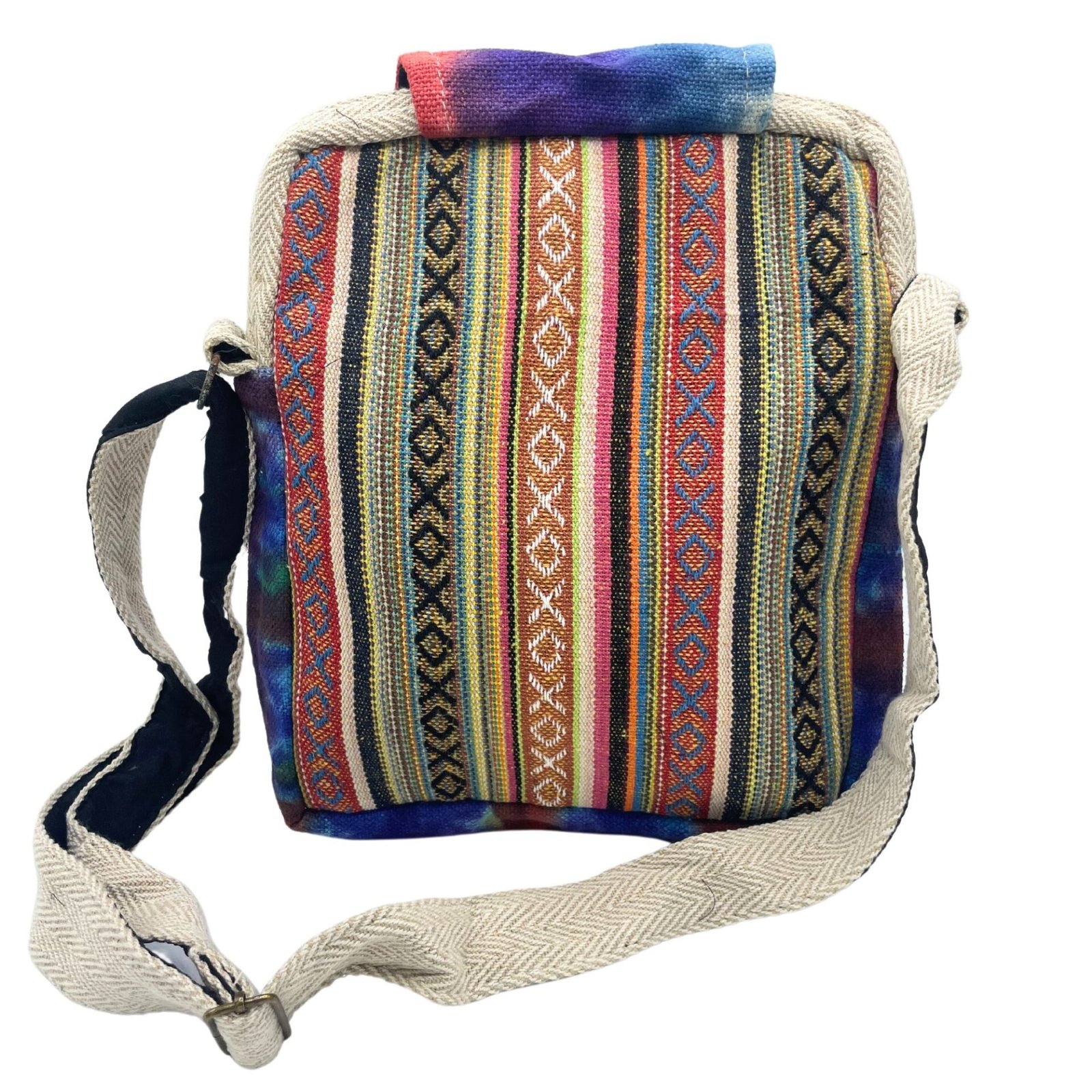 Bolso bandolera de cáñamo teñido con 2 cremalleras y solapa - Imagen 3