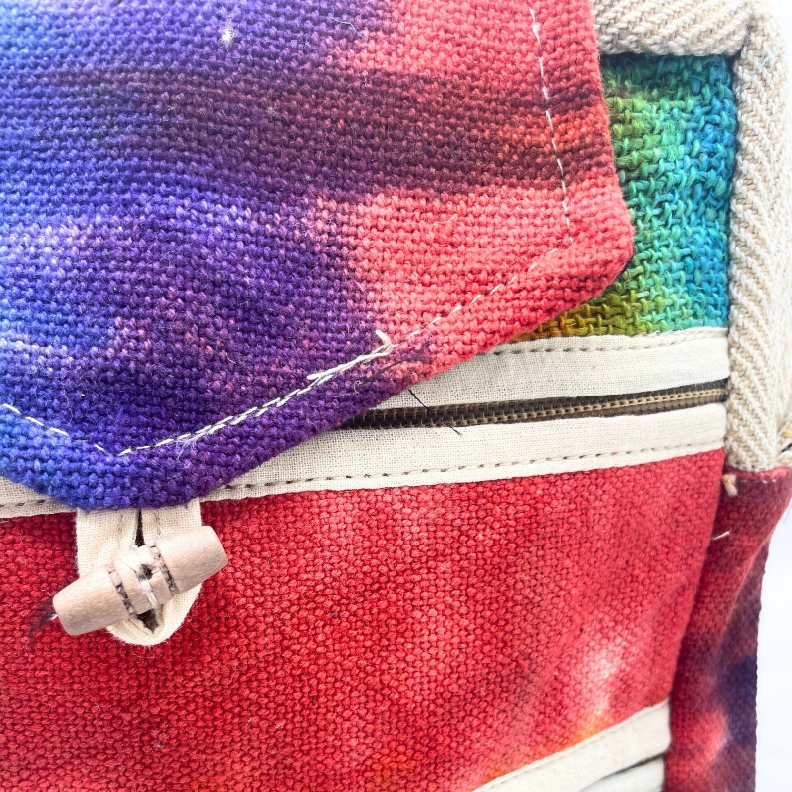Bolso bandolera de cáñamo teñido con 2 cremalleras y solapa - Imagen 2
