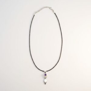 Colgantes devocionales de la India - Baño de plata (Cordón de 45 cm) - Diosa Amatista