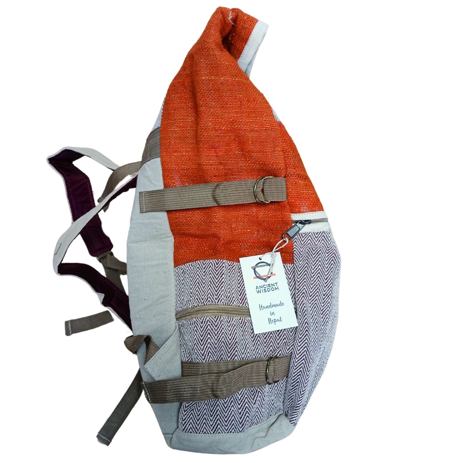 Mochila para Senderismo de Cáñamo - Naranja Atardecer - Imagen 2