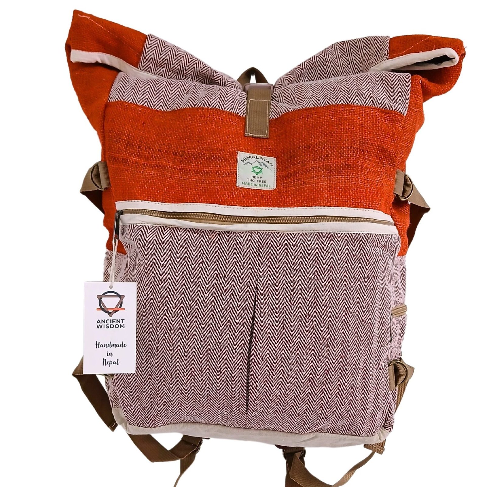 Mochila para Senderismo de Cáñamo - Naranja Atardecer - Imagen 3