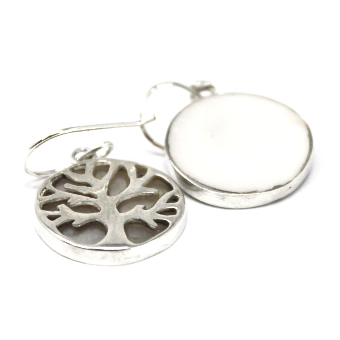 Pendientes de Plata Árbol de la Vida 15mm - Madre Perla - Imagen 2