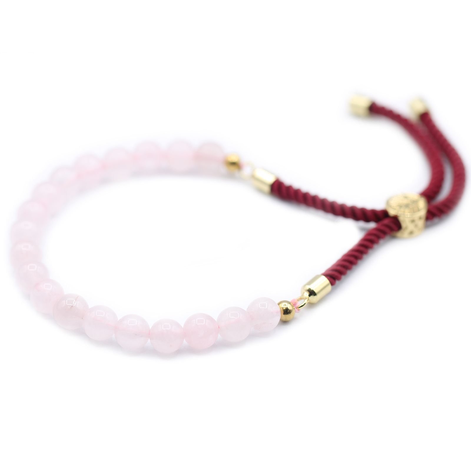 Pulsera de hilo burdeo con Cuarzo Rosa - Imagen 4
