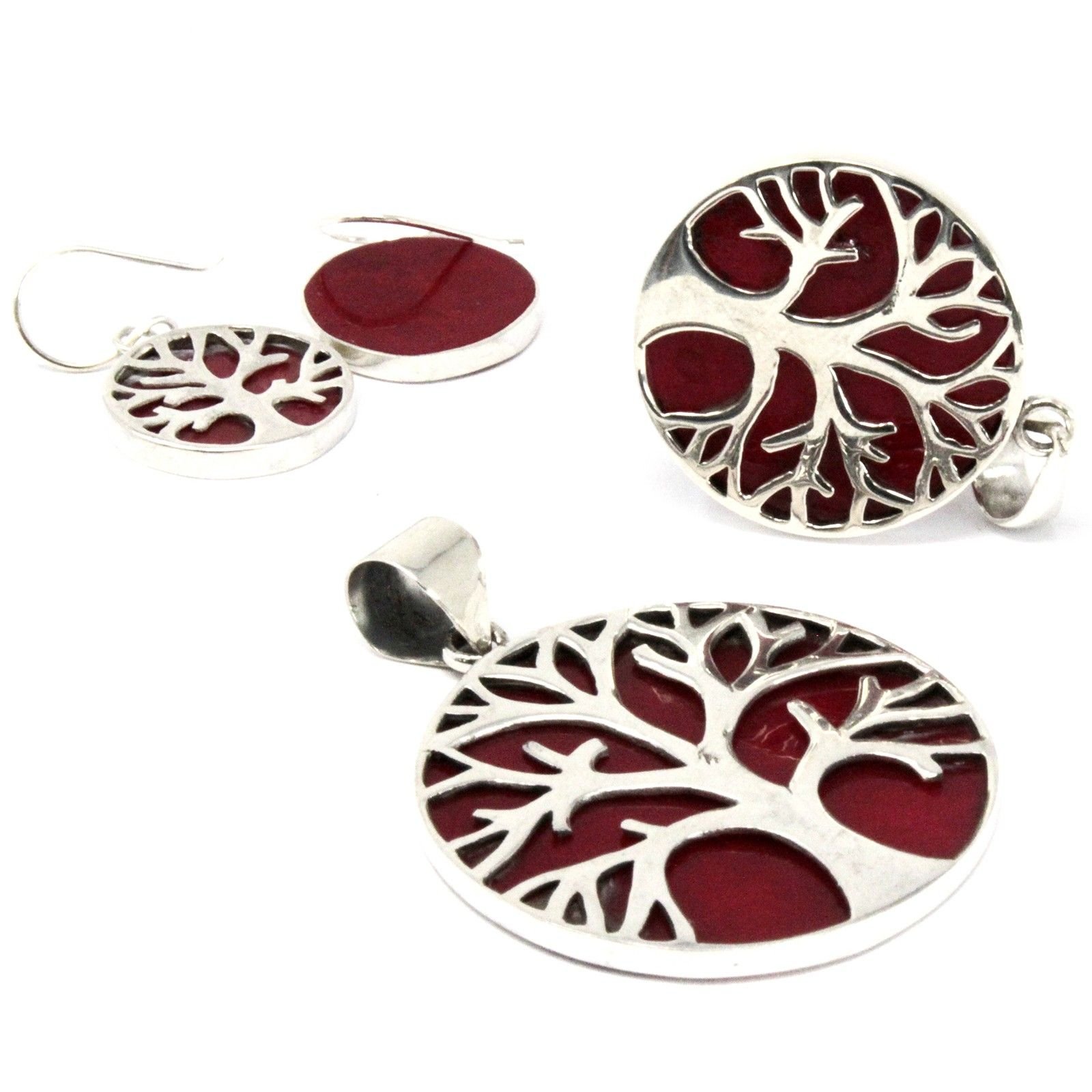 Colgante de Plata Árbol de la Vida 22mm - Efecto Coral - Imagen 5
