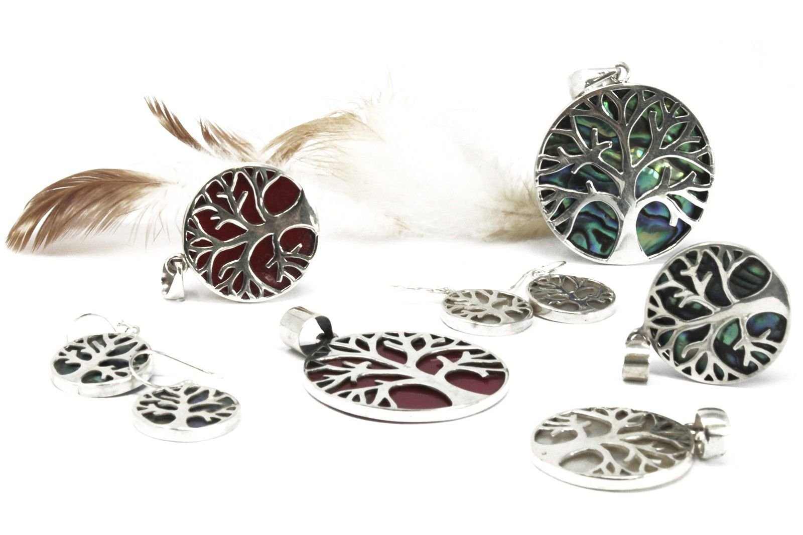 Pendientes Plata de Árbol de la Vida 15mm - Efecto Coral - Imagen 3