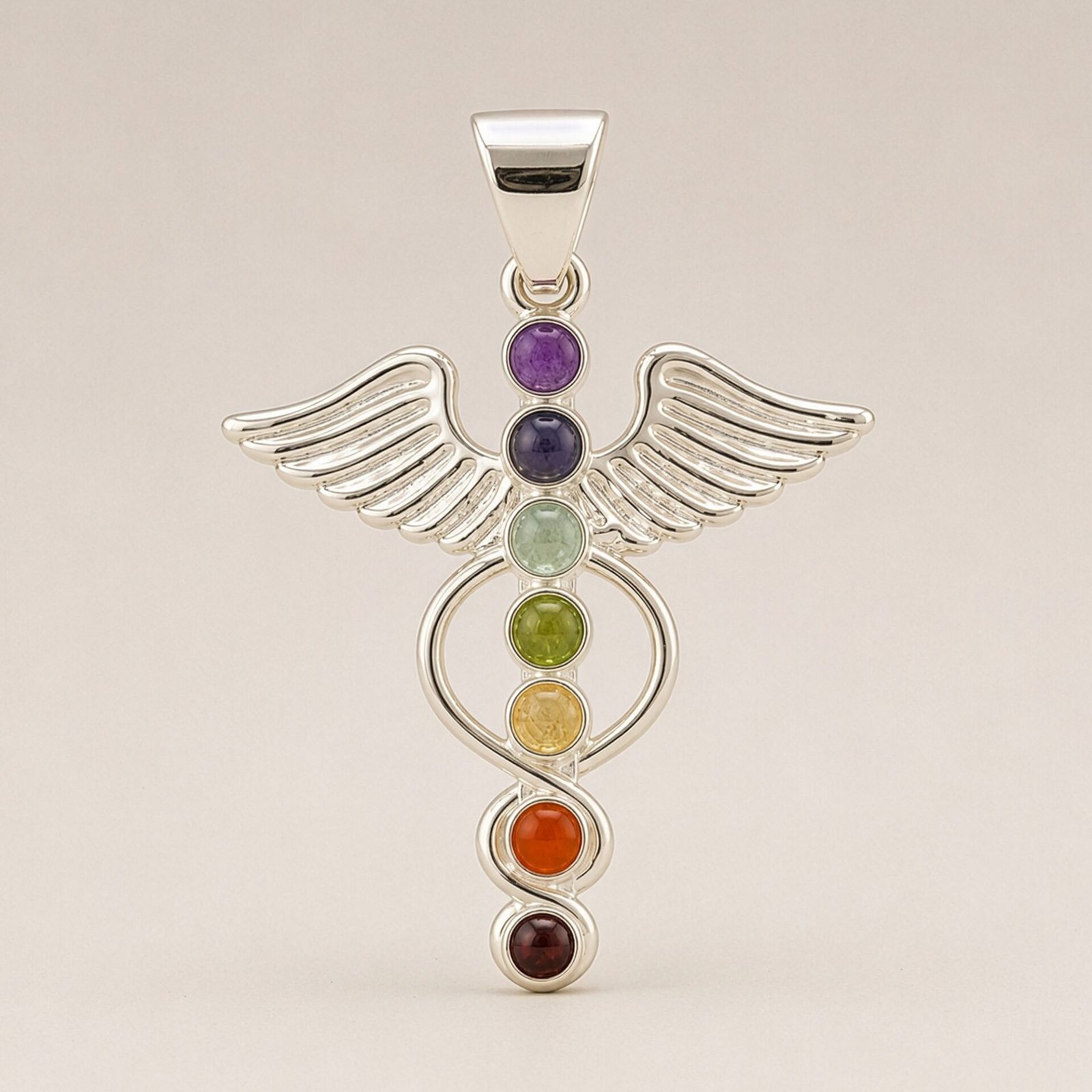 Colgantes devocionales de la India - Baño de plata (cordón de 45 cm) - Ángel Chakra - Imagen 2