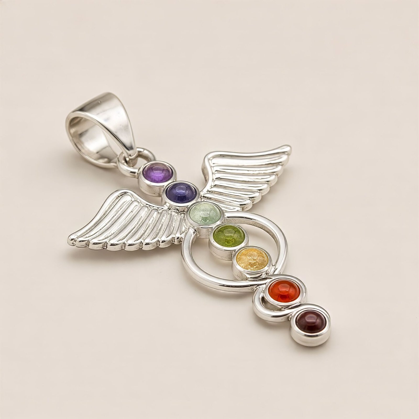 Colgantes devocionales de la India - Baño de plata (cordón de 45 cm) - Ángel Chakra - Imagen 3
