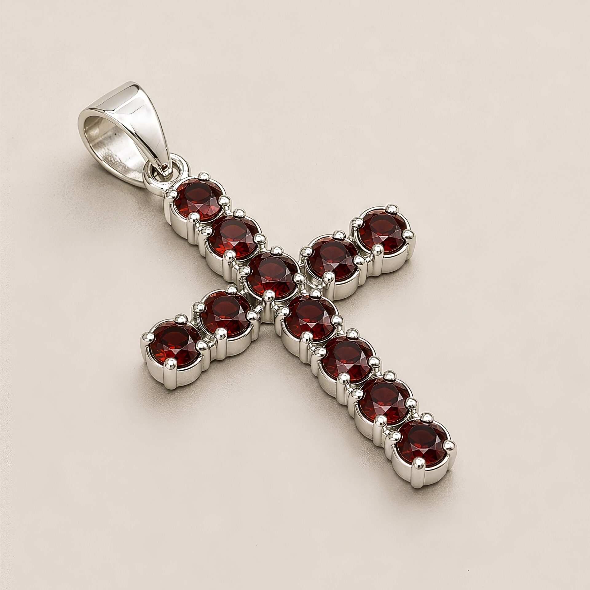 Colgante devocional de la India - bañado en plata (cadena de 45 cm) - crucifijo de granate - Imagen 3
