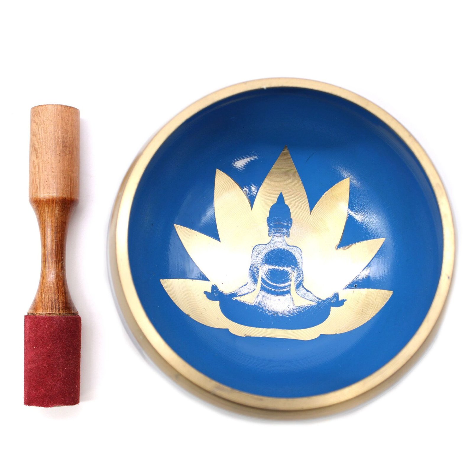 Juego de Cuenco Tibetano Lrg - Movimiento de Yoga - Blanco/Azul 14cm - Imagen 3