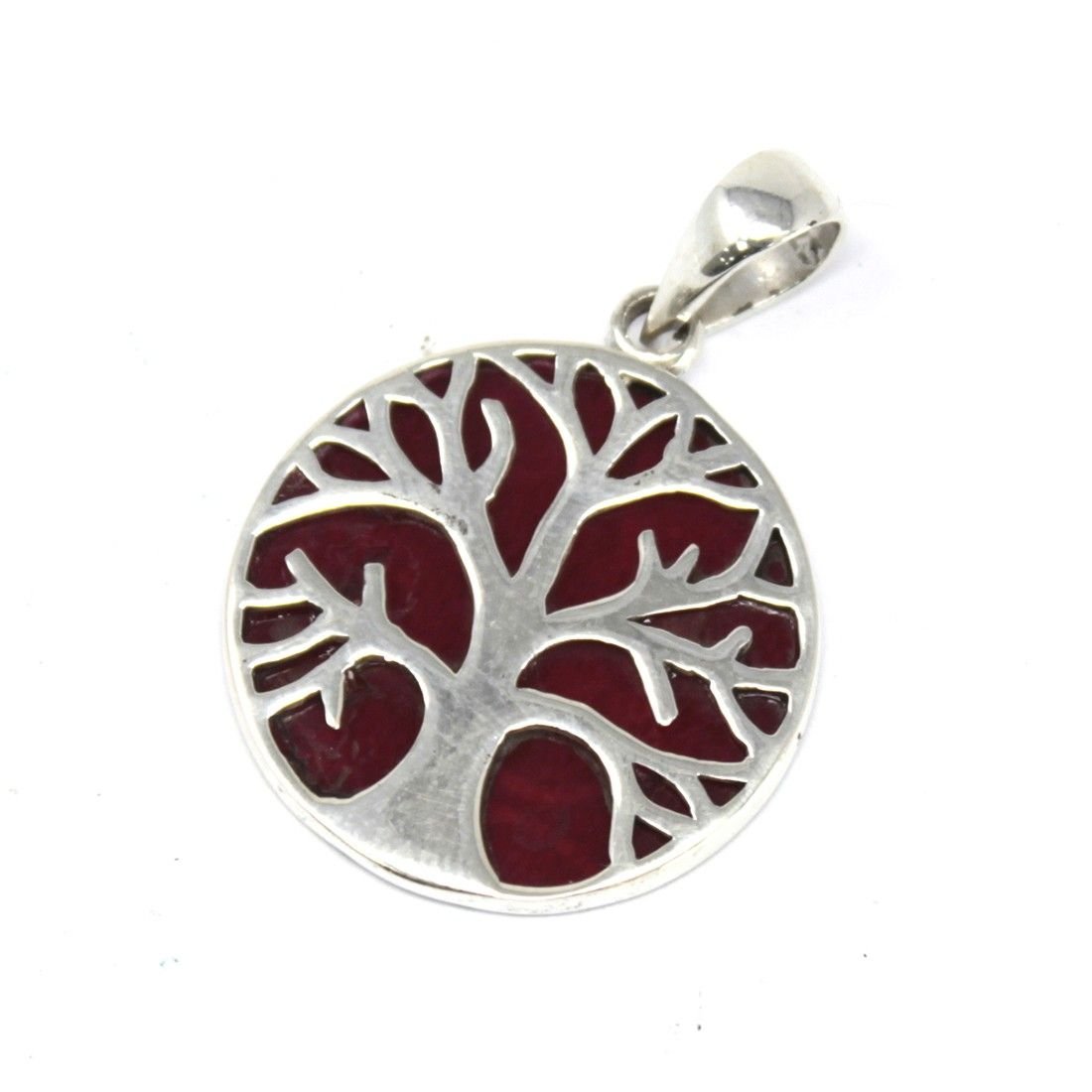 Colgante de Plata Árbol de la Vida 22mm - Efecto Coral - Imagen 3