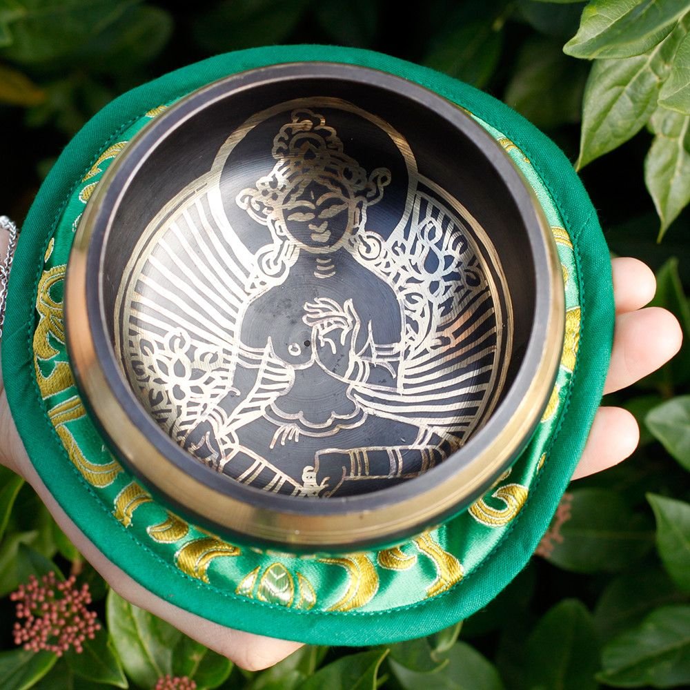 Cuenco tibetano set - Tara Verde 10cm (min 400gm) - Imagen 4
