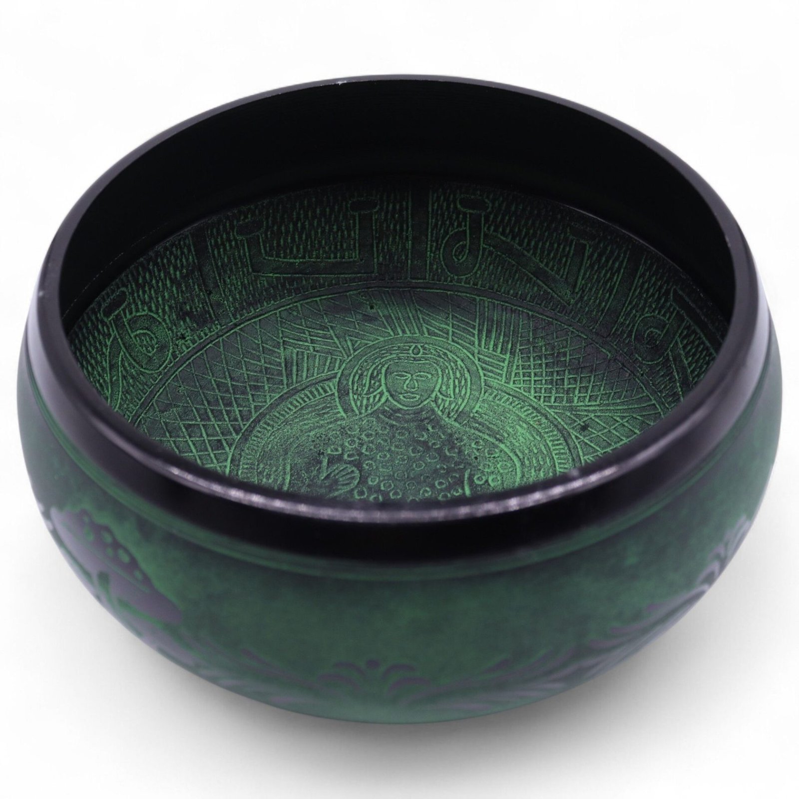 Cuenco tibetano de canto con forma de hongo - Verde musgo (23x10,5 cm, 1,3 kg) - Imagen 2