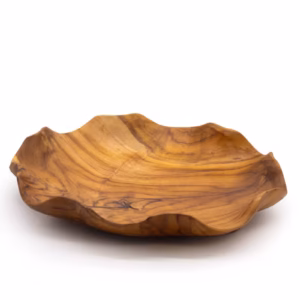 Frutero redondo liso de madera de teca - 28x5.5 cm