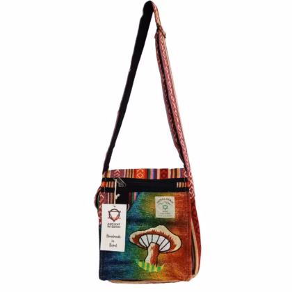 Bolso con Bordado de Cáñamo - Hongos Naranjas