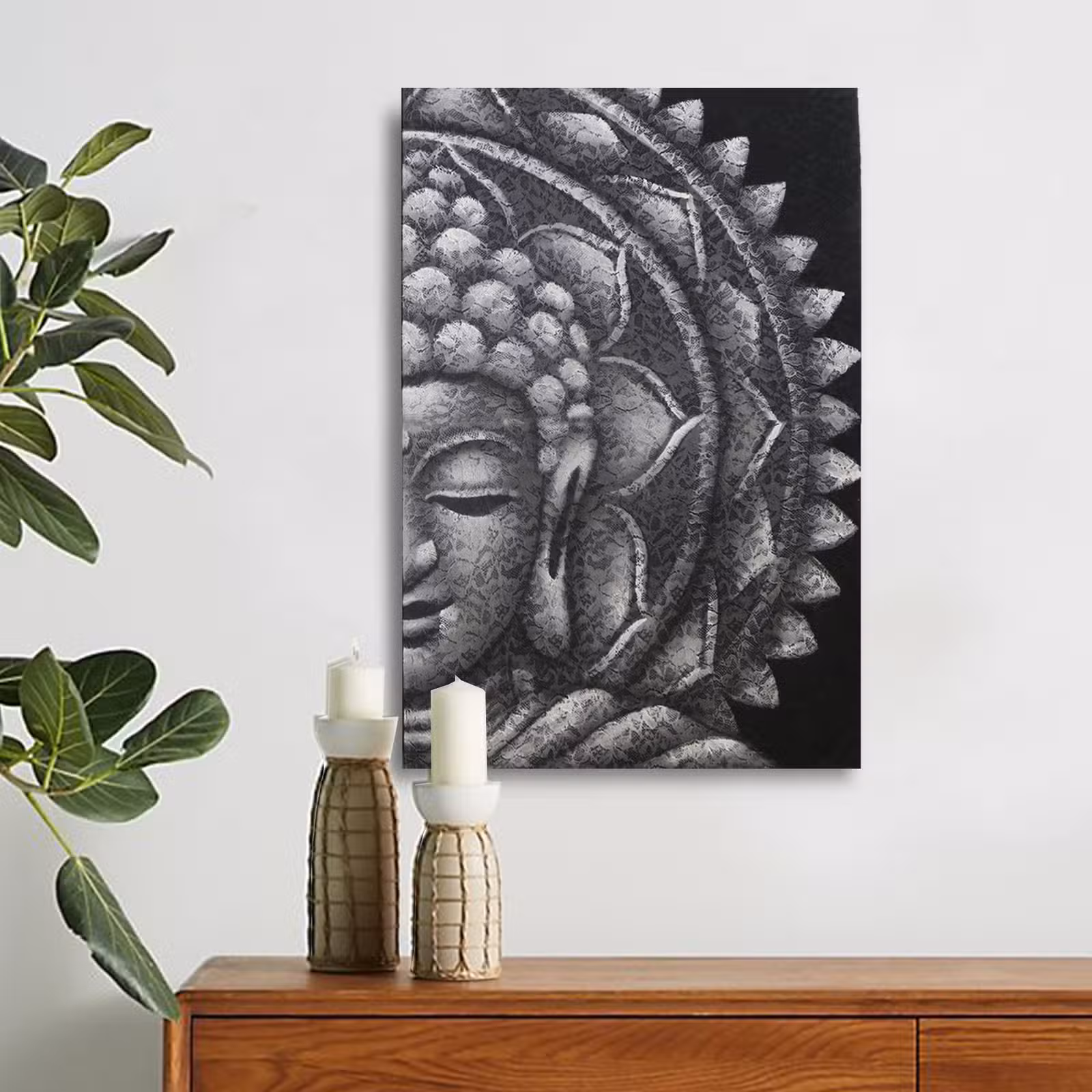 Mandala Medio Buda Gris 60x80 cm - Imagen 4