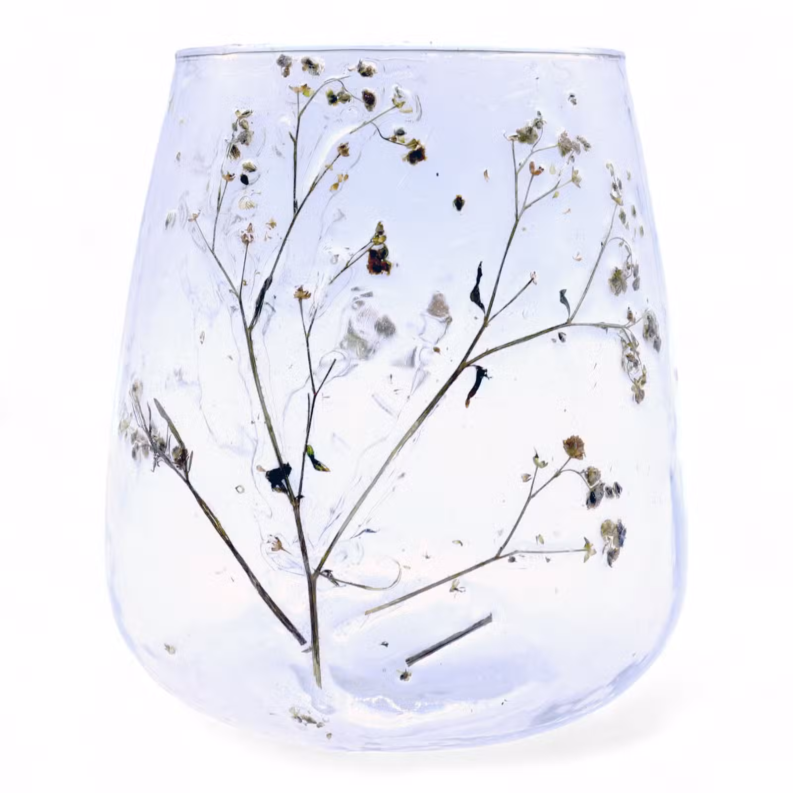 Portavelas de cristal floral natural - Jarrón - Margarita - (12x11cm)
