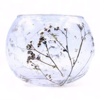 Portavelas de cristal natural Cuenco - Margarita - (8x10cm)