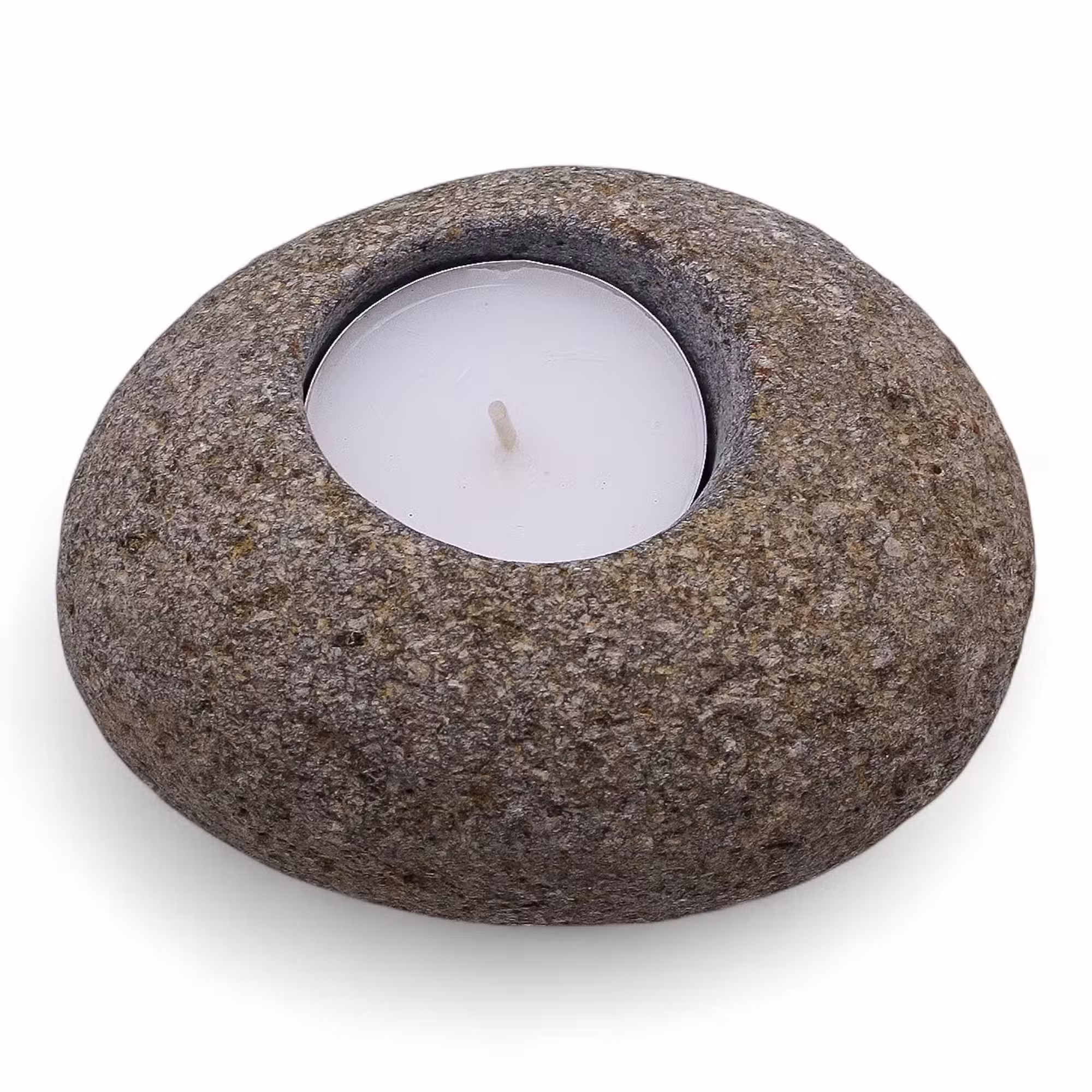 Portavelas de piedra de río natural - luz nocturna única